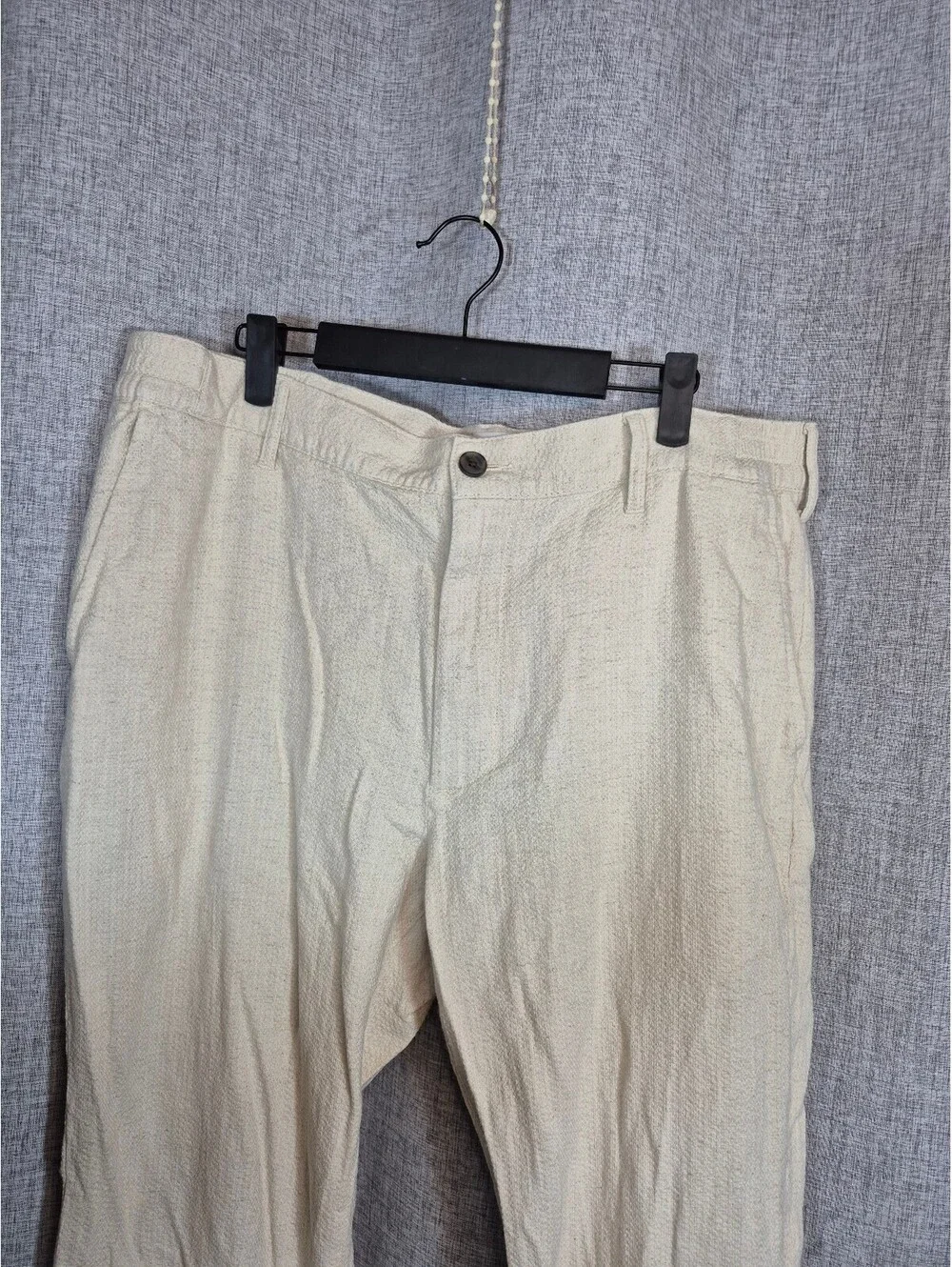 Goodfellow & Co Men’s Linen Blend Pants Large Ivory Textured Straight Leg